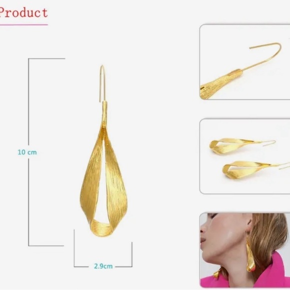 Zara Gold Loop Drop Earrings - Picture 4 of 16